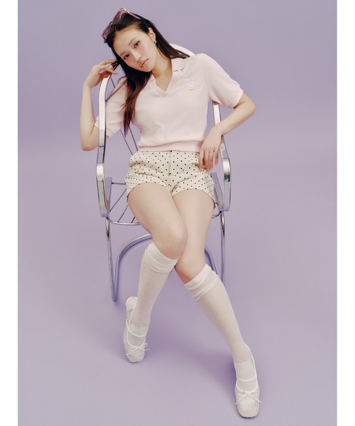 LILY BROWN(リリーブラウン)の「【LILY BROWN×ANNA SUI】パイルポロトップス(Tシャツ/カットソー・レディース・ピンク/ホワイト/ネイビー・F)」の7枚目の写真