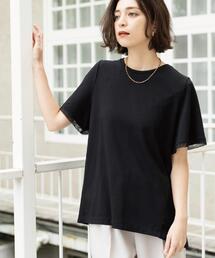 OPAQUE.CLIP | 【UVケア/接触冷感】スーパーアイス 袖チュールペプラムカットソー《洗濯機OK》(Tシャツ/カットソー)