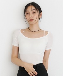 DFFUR. | ストラップショートTシャツ【カップ付き】(Tシャツ/カットソー)