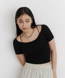 DFFUR. | ストラップショートTシャツ【カップ付き】(Tシャツ/カットソー)