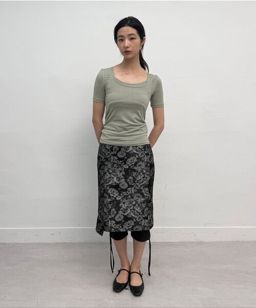 MILLO WOMEN（ミロウーマン）の「フローラルジャカードミディスカート[ブラック]（スカート・レディース・その他・SMALL/MEDIUM）」の7枚目の写真