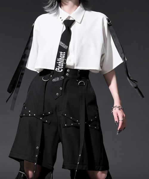Ellno Loset(エルノロゼット)の「【無味コラボ】刺繍ネクタイツキショルダーコードフラシシャツ(シャツ/ブラウス・メンズ・オフホワイト/ブラック・LARGE/MEDIUM/SMALL)」の8枚目の写真