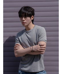 FRAGE（フラゲ）の「マッスルフィットストライプTシャツ - グレー（Tシャツ/カットソー）」