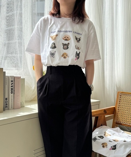 tunee(チュニー)の「DOGプリントデザイン半袖Tシャツ(hsyd)(Tシャツ/カットソー・レディース・アイボリー/ベージュ/ネイビー・LARGE/SMALL/MEDIUM)」の3枚目の写真