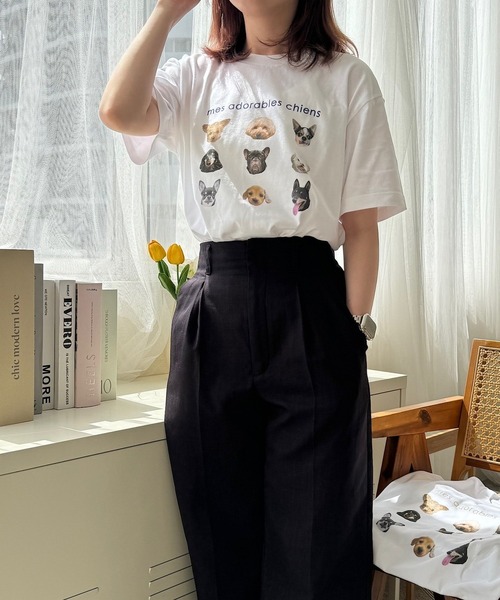 tunee(チュニー)の「DOGプリントデザイン半袖Tシャツ(hsyd)(Tシャツ/カットソー・レディース・アイボリー/ベージュ/ネイビー・LARGE/SMALL/MEDIUM)」の7枚目の写真