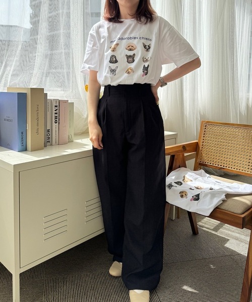 tunee(チュニー)の「DOGプリントデザイン半袖Tシャツ(hsyd)(Tシャツ/カットソー・レディース・アイボリー/ベージュ/ネイビー・LARGE/SMALL/MEDIUM)」の10枚目の写真