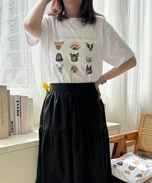 tunee(チュニー)の「DOGプリントデザイン半袖Tシャツ(hsyd)(Tシャツ/カットソー・レディース・アイボリー/ベージュ/ネイビー・LARGE/SMALL/MEDIUM)」の12枚目の写真
