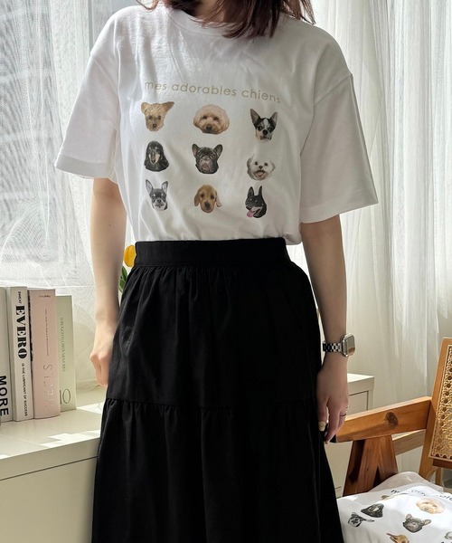 tunee(チュニー)の「DOGプリントデザイン半袖Tシャツ(hsyd)(Tシャツ/カットソー・レディース・アイボリー/ベージュ/ネイビー・LARGE/SMALL/MEDIUM)」の14枚目の写真