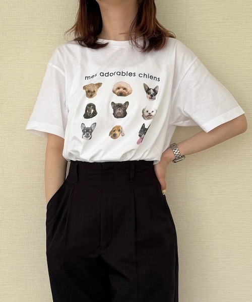 tunee(チュニー)の「DOGプリントデザイン半袖Tシャツ(hsyd)(Tシャツ/カットソー・レディース・アイボリー/ベージュ/ネイビー・LARGE/SMALL/MEDIUM)」の19枚目の写真