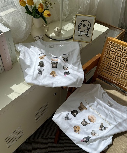 tunee(チュニー)の「DOGプリントデザイン半袖Tシャツ(hsyd)(Tシャツ/カットソー・レディース・アイボリー/ベージュ/ネイビー・LARGE/SMALL/MEDIUM)」の22枚目の写真