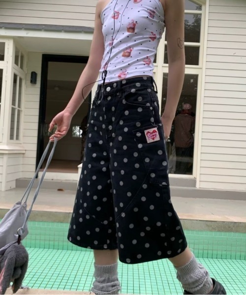 UP START（アップスタート）の「【LAMPOON】ドットハーフパンツ（その他パンツ・レディース・ブラック・MEDIUM/LARGE/SMALL）」の2枚目の写真