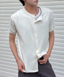 【Chikashitsu +】no collar half sleeve cardigan (3color) / 【チカシツプラス】ノーカラー半袖サマーカーディガン<着用動画あり>