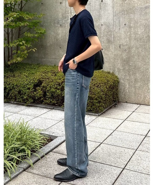 Chikashitsu +（チカシツプラス）の「【Chikashitsu +】no collar half sleeve cardigan (3color) / 【チカシツプラス】ノーカラー半袖サマーカーディガン＜着用動画あり＞（カーディガン/ボレロ・メンズ・ネイビー/ブラック/アイボリー・ONE SIZE）」の9枚目の写真