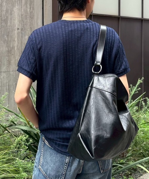 Chikashitsu +（チカシツプラス）の「【Chikashitsu +】no collar half sleeve cardigan (3color) / 【チカシツプラス】ノーカラー半袖サマーカーディガン＜着用動画あり＞（カーディガン/ボレロ・メンズ・ネイビー/ブラック/アイボリー・ONE SIZE）」の17枚目の写真