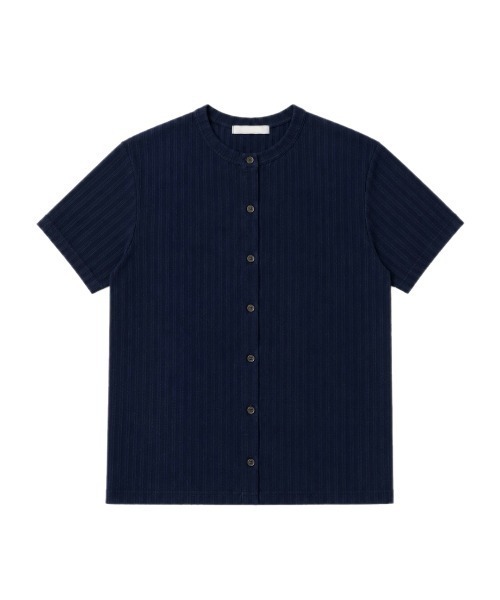 Chikashitsu +（チカシツプラス）の「【Chikashitsu +】no collar half sleeve cardigan (3color) / 【チカシツプラス】ノーカラー半袖サマーカーディガン＜着用動画あり＞（カーディガン/ボレロ・メンズ・ネイビー/ブラック/アイボリー・ONE SIZE）」の5枚目の写真