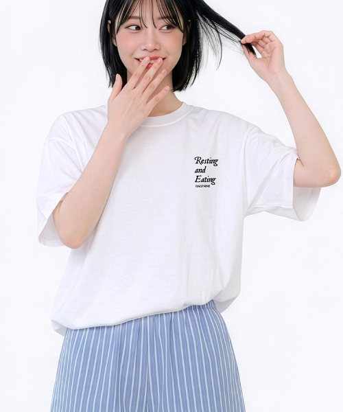 HALFNINE(ハーフナイン)の「フーヨユ 半袖Tシャツ I06BRD_HBX11340(Tシャツ/カットソー・メンズ・ホワイト/ブラック・SMALL/MEDIUM/LARGE/X-LARGE)」の9枚目の写真
