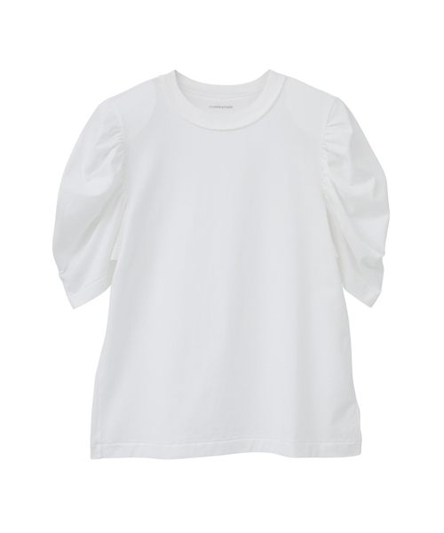 CURRENTAGE(カレンテージ)の「Plemiun Cotton Jersey Gather Sleeve Cut And Sew(Tシャツ/カットソー・レディース・ブラック/ブラウン/ホワイト・1)」の4枚目の写真