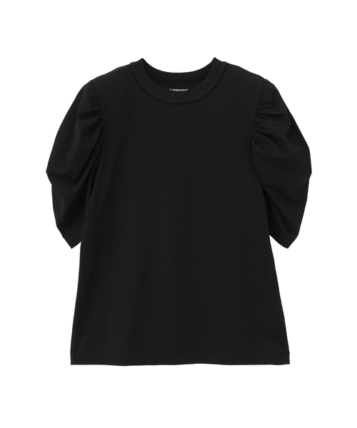CURRENTAGE(カレンテージ)の「Plemiun Cotton Jersey Gather Sleeve Cut And Sew(Tシャツ/カットソー・レディース・ブラック/ブラウン/ホワイト・1)」の5枚目の写真