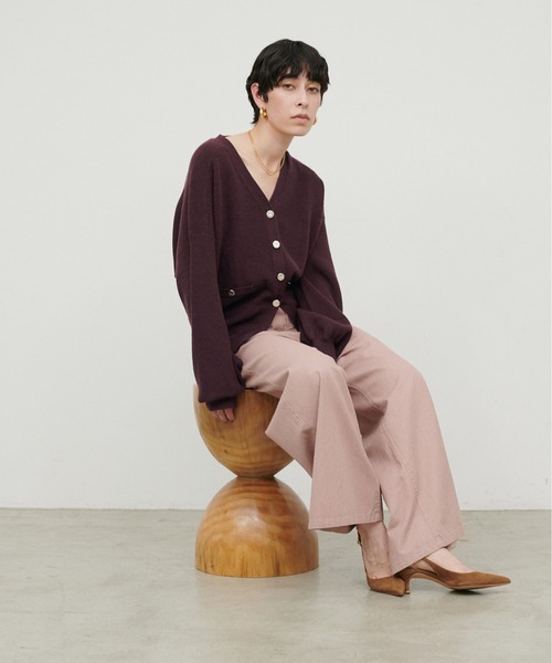 LARUTA(ラルータ)の「【LARUTA】片畦V開きニットカーデ(カーディガン/ボレロ・レディース・アイボリー/モカ/ブラック/イエロー/ボルドー・FREE)」の16枚目の写真