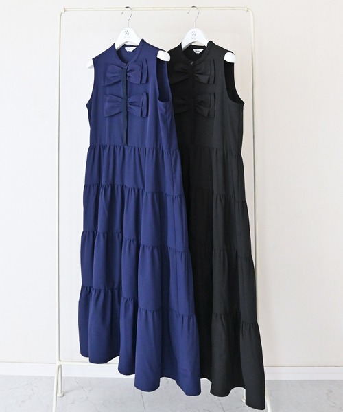 Neige（ネージュ）の「ノーブルリボンティアードワンピース（ワンピース・レディース・ネイビー/ブラック・ONE SIZE）」の12枚目の写真