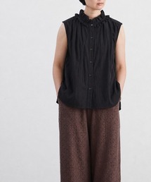 HEAVENLY（ヘブンリー）の「【 HEAVENLY / ヘブンリー 】 Cotton Lawn Frill Neck N/S Blouse / コットン ローン フリルネック ノースリーブ ブラウス 　2636082　DLI（シャツ/ブラウス）」