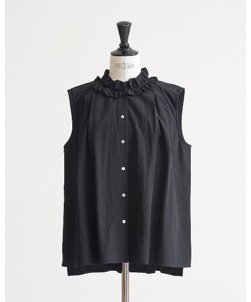 HEAVENLY(ヘブンリー)の「【 HEAVENLY / ヘブンリー 】 Cotton Lawn Frill Neck N/S Blouse / コットン ローン フリルネック ノースリーブ ブラウス 2636082 DLI(シャツ/ブラウス・レディース・ブラック/ライトグレー・FREE)」の5枚目の写真