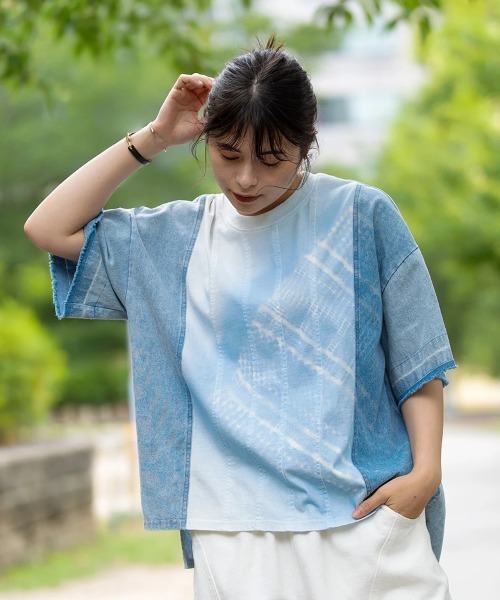 mililopiulu（ミリロピュール）の「mililopiulu/ミリロピュール　ステンシルプリント Tシャツ（Tシャツ/カットソー・レディース・モカ/ブルー・FREE）」の14枚目の写真
