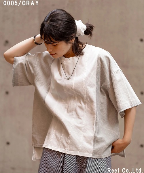 mililopiulu（ミリロピュール）の「mililopiulu/ミリロピュール　ステンシルプリント Tシャツ（Tシャツ/カットソー・レディース・モカ/ブルー・FREE）」の11枚目の写真