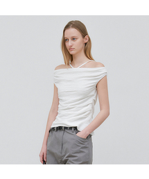 WAFFLE TEXTURE SIDE-TUCKS OFF SHOULDER BLOUSE (BL-4410)
