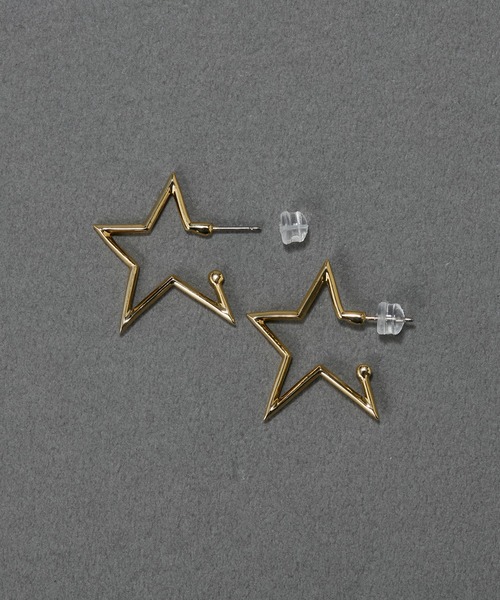 Phoebe(フィービィー)の「【金属アレルギー対応】スターフープピアス/ニッケルフリー 星モチーフ(ピアス(両耳用)・レディース・シルバー/イエローゴールド・FREE)」の7枚目の写真
