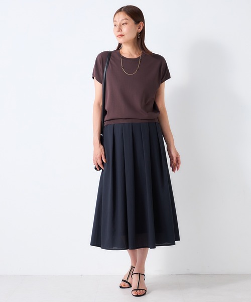 GALLORIA(ギャローリア)の「【遮熱・接触冷感・ウォッシャブル・抗ピル】フレンチスリーブニット2(ニット/セーター・レディース・ブラウン/ワイン・LL/M/S/L)」の3枚目の写真