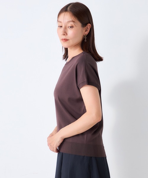 GALLORIA(ギャローリア)の「【遮熱・接触冷感・ウォッシャブル・抗ピル】フレンチスリーブニット2(ニット/セーター・レディース・ブラウン/ワイン・LL/M/S/L)」の4枚目の写真