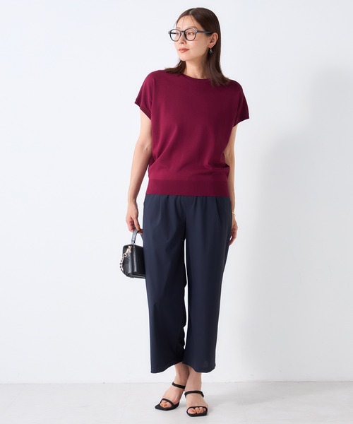 GALLORIA(ギャローリア)の「【遮熱・接触冷感・ウォッシャブル・抗ピル】フレンチスリーブニット2(ニット/セーター・レディース・ブラウン/ワイン・LL/M/S/L)」の12枚目の写真
