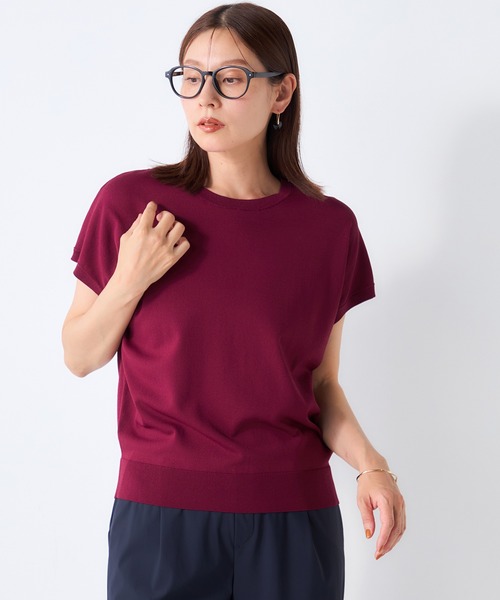 GALLORIA(ギャローリア)の「【遮熱・接触冷感・ウォッシャブル・抗ピル】フレンチスリーブニット2(ニット/セーター・レディース・ブラウン/ワイン・LL/M/S/L)」の13枚目の写真