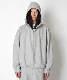 SUPERTHANKS | 無地ストレッチウール調ハーフジップフーディStretch wool like Half zip hoodie(パーカー)
