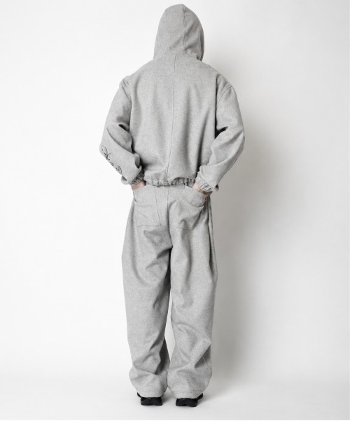 SUPERTHANKS（スーパーサンクス）の「無地ストレッチウール調ハーフジップフーディStretch wool like Half zip hoodie（パーカー・メンズ・ブラック/グレー・L/M/S）」の7枚目の写真