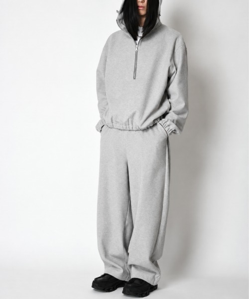SUPERTHANKS（スーパーサンクス）の「無地ストレッチウール調ハーフジップフーディStretch wool like Half zip hoodie（パーカー・メンズ・ブラック/グレー・L/M/S）」の6枚目の写真