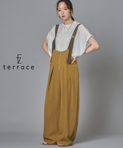 terrace(テラス)の「フロントジップツータックサロペット(サロペット/オーバーオール・レディース・チャコール/ブラック/オリーブ・FREE)」の3枚目の写真
