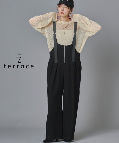 terrace(テラス)の「フロントジップツータックサロペット(サロペット/オーバーオール・レディース・チャコール/ブラック/オリーブ・FREE)」の1枚目の写真