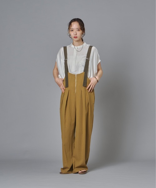 terrace(テラス)の「フロントジップツータックサロペット(サロペット/オーバーオール・レディース・チャコール/ブラック/オリーブ・FREE)」の8枚目の写真
