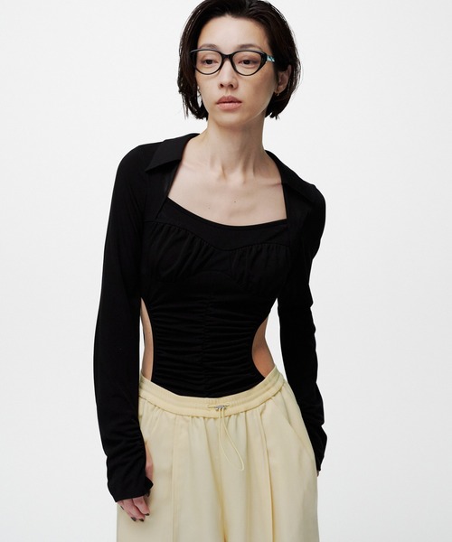 THINGS THAT MATTER(シングス ザット マター)の「【ZOZOTOWN限定】JERSEY BODYSUIT / ジャージー ボディースーツ(Tシャツ/カットソー・レディース・ホワイト/ホワイト×ブラック/ブラック・FREE)」の3枚目の写真
