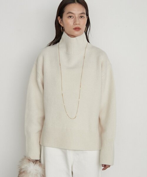 LOUNGEDRESS(ラウンジドレス)の「《イージーケア/セットアップ可》ヤクウールハイネックニット(ニット/セーター・レディース・オフホワイト/グレー/ブラック・FREE)」の7枚目の写真