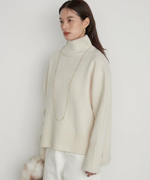 LOUNGEDRESS(ラウンジドレス)の「《イージーケア/セットアップ可》ヤクウールハイネックニット(ニット/セーター・レディース・オフホワイト/グレー/ブラック・FREE)」の8枚目の写真