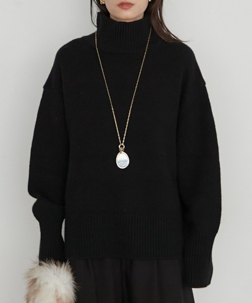 LOUNGEDRESS(ラウンジドレス)の「《イージーケア/セットアップ可》ヤクウールハイネックニット(ニット/セーター・レディース・オフホワイト/グレー/ブラック・FREE)」の3枚目の写真