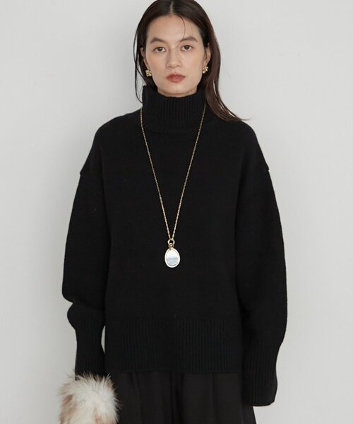 LOUNGEDRESS(ラウンジドレス)の「《イージーケア/セットアップ可》ヤクウールハイネックニット(ニット/セーター・レディース・オフホワイト/グレー/ブラック・FREE)」の5枚目の写真
