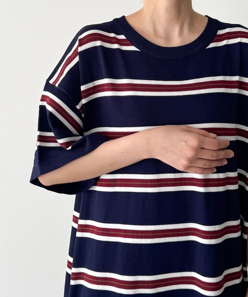 CANAL JEAN(キャナルジーン)の「Lakey Park ボーダーロングワンピース(ワンピース・レディース・ネイビー・ONE SIZE)」の8枚目の写真