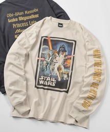 SlashDate（スラッシュデイト）の「【71】【STAR WARS / スター・ウォーズ】ピグメント風加工 クルーネック ロングスリーブ Tシャツ/フロントプリント/バックプリント/袖マルチプリント/ロンT/ユニセックス/レディース/メンズ（Tシャツ/カットソー）」