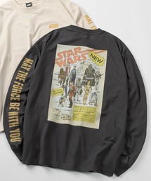 SlashDate（スラッシュデイト）の「【71】【STAR WARS / スター・ウォーズ】ピグメント風加工 クルーネック ロングスリーブ Tシャツ/フロントプリント/バックプリント/袖マルチプリント/ロンT/ユニセックス/レディース/メンズ（Tシャツ/カットソー）」