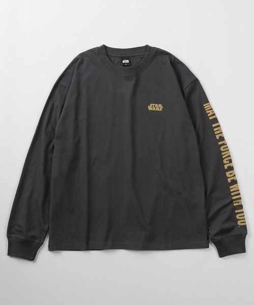 STAR WARS（スターウォーズ）の「【71】【STAR WARS / スター・ウォーズ】ピグメント風加工 クルーネック ロングスリーブ Tシャツ/フロントプリント/バックプリント/袖マルチプリント/ロンT/ユニセックス/レディース/メンズ（Tシャツ/カットソー・メンズ・アイボリー/ブラック系/アイボリー系/ブラック・M/L/XL）」の7枚目の写真