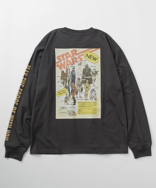 STAR WARS(スターウォーズ)の「【71】【STAR WARS / スター・ウォーズ】ピグメント風加工 クルーネック ロングスリーブ Tシャツ/フロントプリント/バックプリント/袖マルチプリント/ロンT/ユニセックス/レディース/メンズ(Tシャツ/カットソー・メンズ・アイボリー/ブラック系/アイボリー系/ブラック・M/L/XL)」の8枚目の写真